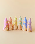 Pastel Rainbow Wooden Gnome Set