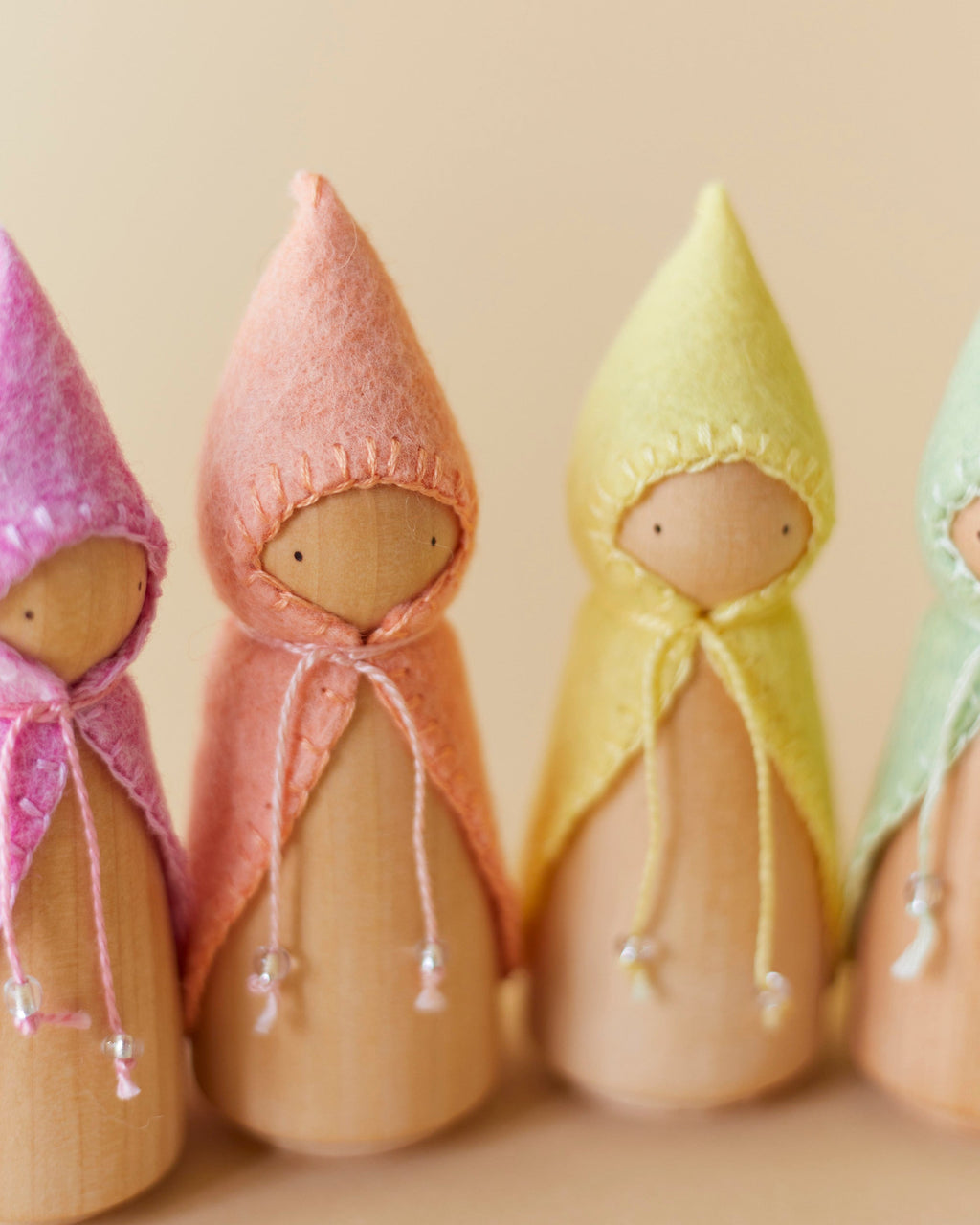 Pastel Rainbow Wooden Gnome Set