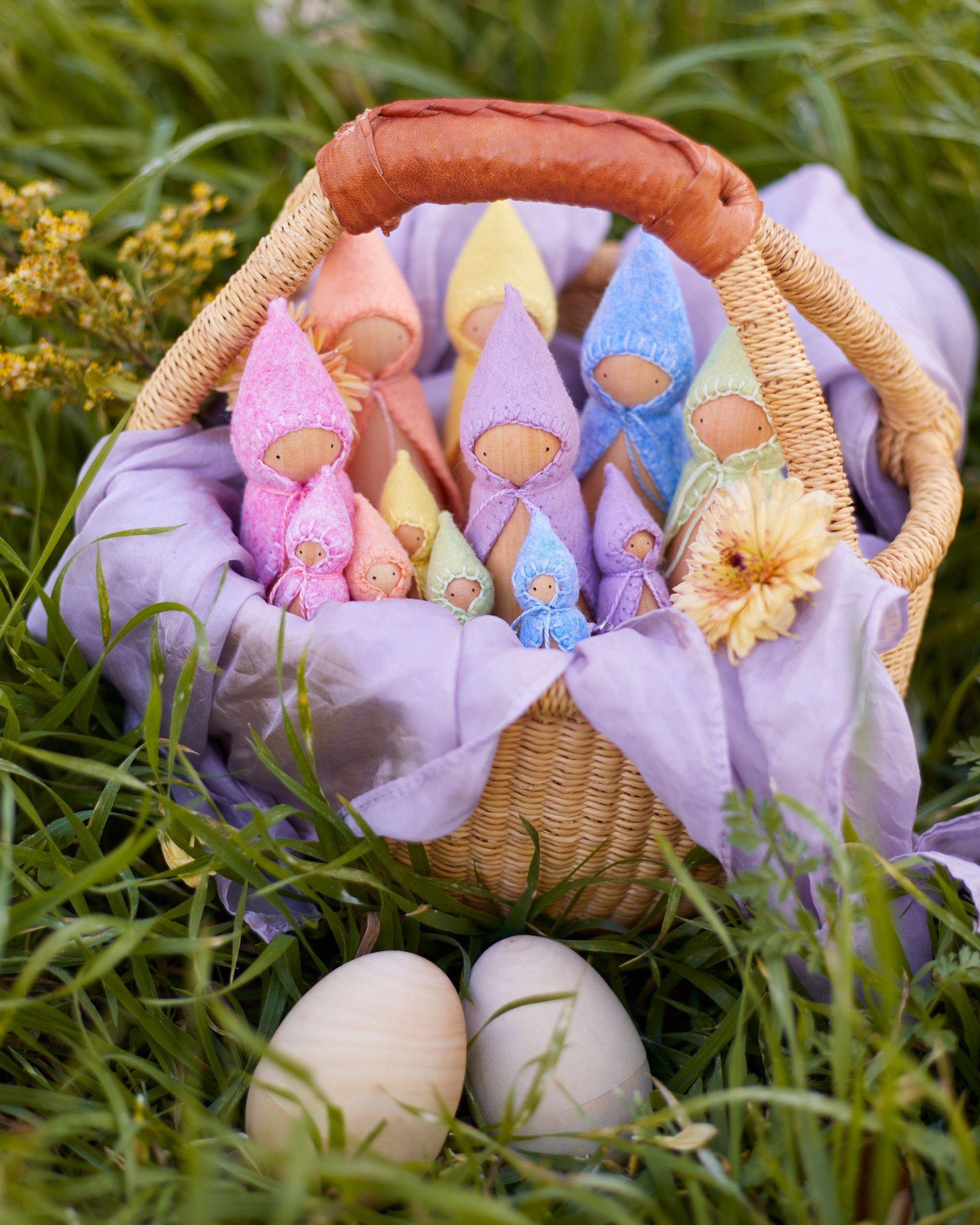 Pastel Rainbow Wooden Gnome Set