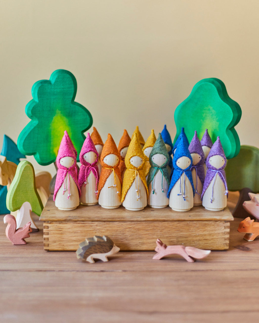 Rainbow Wooden Gnome Set